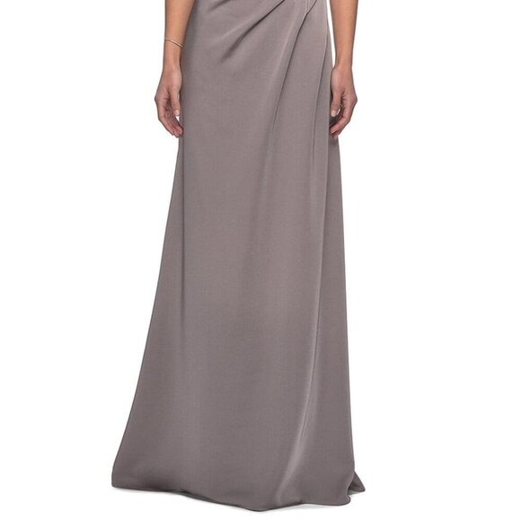 NWT La Femme 26523SC Satin Mother of the Bride Dress Pewter Size 6 - Picture 2 of 8